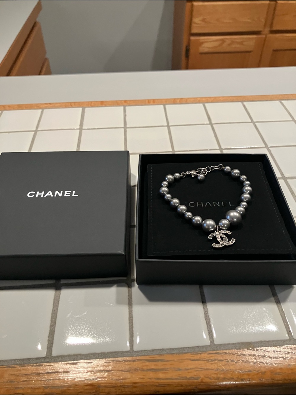 CHANEL Silver  CC Charm Bracelet